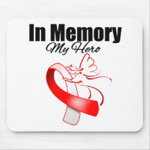 Red and White Ribbon In Memory of My Hero Mousepad