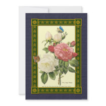 Red and White Roses Botanical Invitation