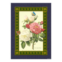 Red and White Roses Botanical Invitation