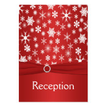 Red and White Snowflakes Enclosure Card Business Card Template