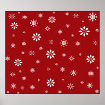 Red and white snowflakes pattern poster