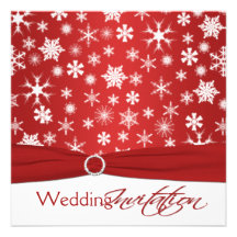 Red and White Snowflakes Wedding Invitation