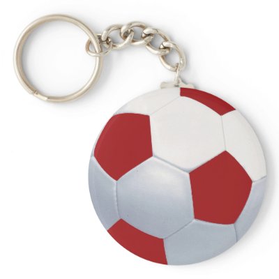 Red and White Soccer Ball Keychain by Firecrackinmama