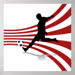 Red and White Soccer Player Poster posters