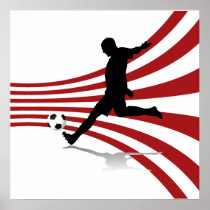Red and White Soccer Player Poster