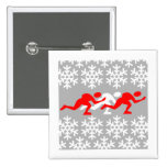 Red and white speed skaters pinback button