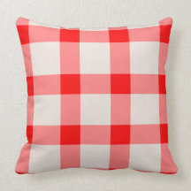 Red and white tablecloth pattern throw pillow