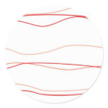 Red and White Waves Round Stickers
