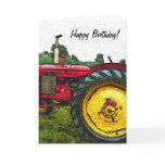 Red and Yellow Farm Tractor Cards