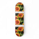 Red and Yellow Flowers Skateboard