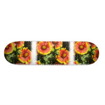 Red and Yellow Flowers Skateboard
