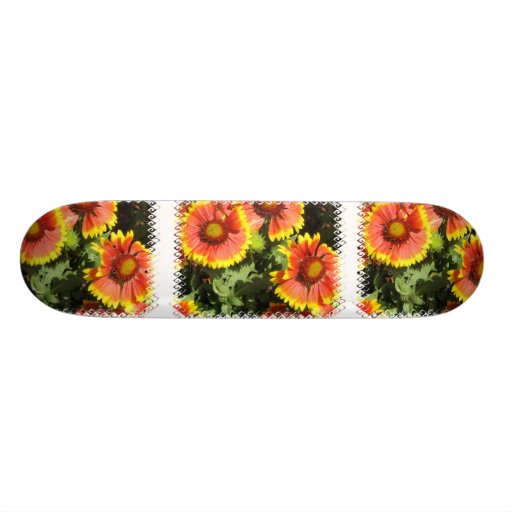 Red and Yellow Flowers Skateboard