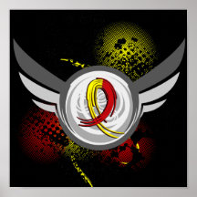 Red And Yellow Ribbon And Wings Hepatitis C Print