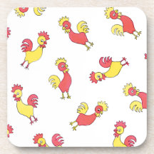 Red and Yellow Roosters Coasters