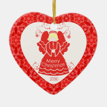 Red Angel Christmas Heart Christmas Ornament