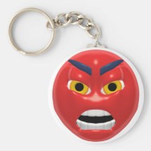 red angry smiley keychain