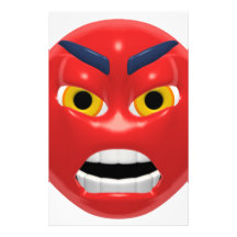 red angry smiley personalized stationery