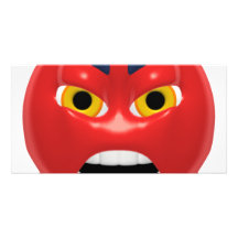 red angry smiley photo card template