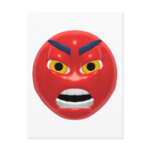 red angry smiley post card