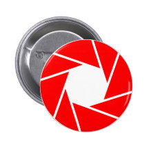 Red Aperature Pinback Button