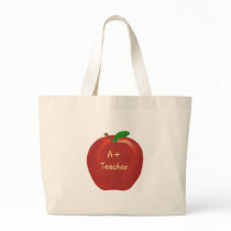 Red Apple, A+ Teacher, canvas bags