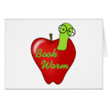 Red Apple Book  Worm Greeting Card