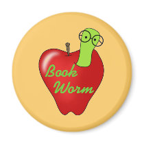 Red Apple Book  Worm Tshirts and Gifts Magnet