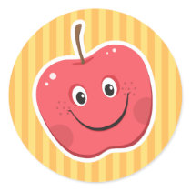 Red apple cartoon character stickers