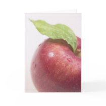 Red Apple Green Leaf Greeting Cards