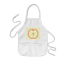Red Apple Half, on cream background. Apron
