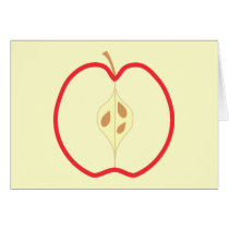 Red Apple Half, on cream background. Cards