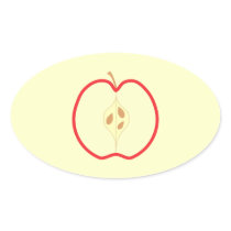 Red Apple Half, on cream background. Stickers