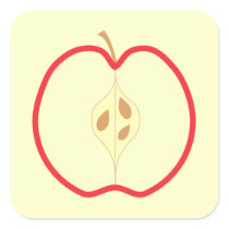 Red Apple Half, on cream background. Sticker