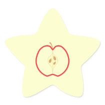 Red Apple Half, on cream background. Star Sticker