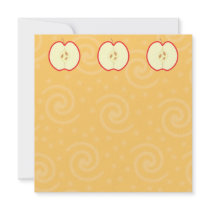 Red Apple Half. Swirl Pattern Background. Personalised Announcements