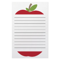 Red Apple Lined Stationery