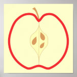 Red Apple, on cream background. Fruit. Custom posters