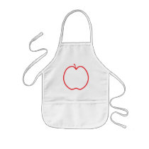 Red Apple Outline, on white background. Apron