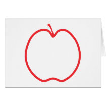 Red Apple Outline, on white background. Greeting Card