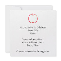 Red Apple Outline, on white background. Personalized Invite