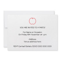 Red Apple Outline, on white background. Personalized Invitation