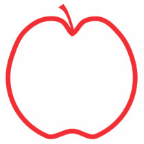 Red Apple Outline, on white background. Photo Cut Outs