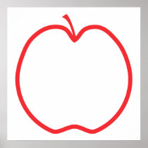 Red Apple Outline, on white background. Print
