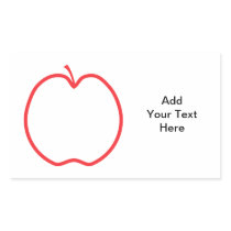 Red Apple Outline, on white background. Rectangular Sticker