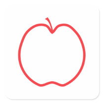 Red Apple Outline. Square Stickers