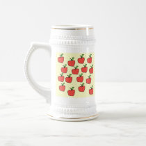 Red apple pattern, on cream. coffee mugs