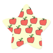 Red apple pattern, on cream. star sticker