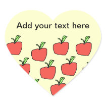 Red apple pattern, on cream. heart stickers