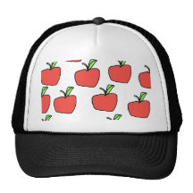 Red Apple Pattern. Trucker Hats