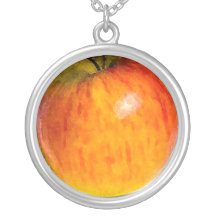 Red apple water colour necklace